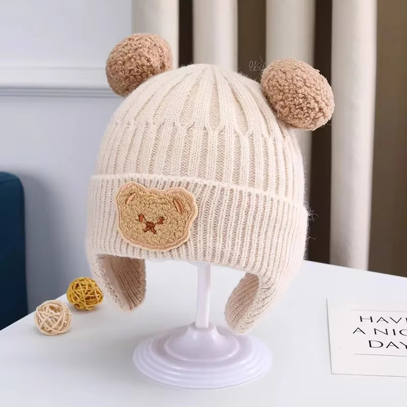 Warm Knitted Baby Cap with Bear Ears – Soft and Cute 
