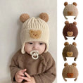 Ladda bild till gallerivisaren, Warm Knitted Baby Cap with Bear Ears – Soft and Cute 
